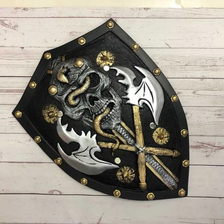 

Movie Game Anime 1:1 Grim Reaper Skeleton Head AXE Shield Action Figure Model PU Weapon Kids Role Gift Halloween Cosplay Prop