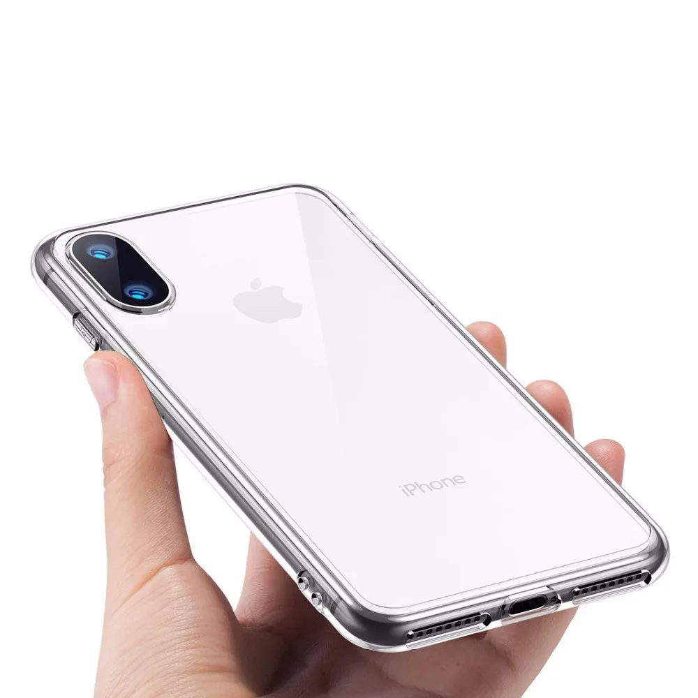 Прозрачный силиконовый мягкий ТПУ чехол Tiegem для iPhone X, XS, 6, 6s, 6plus, 6s Plus, прозрачный чехол для телефона, для 7, 7, Plus, 8, Plus