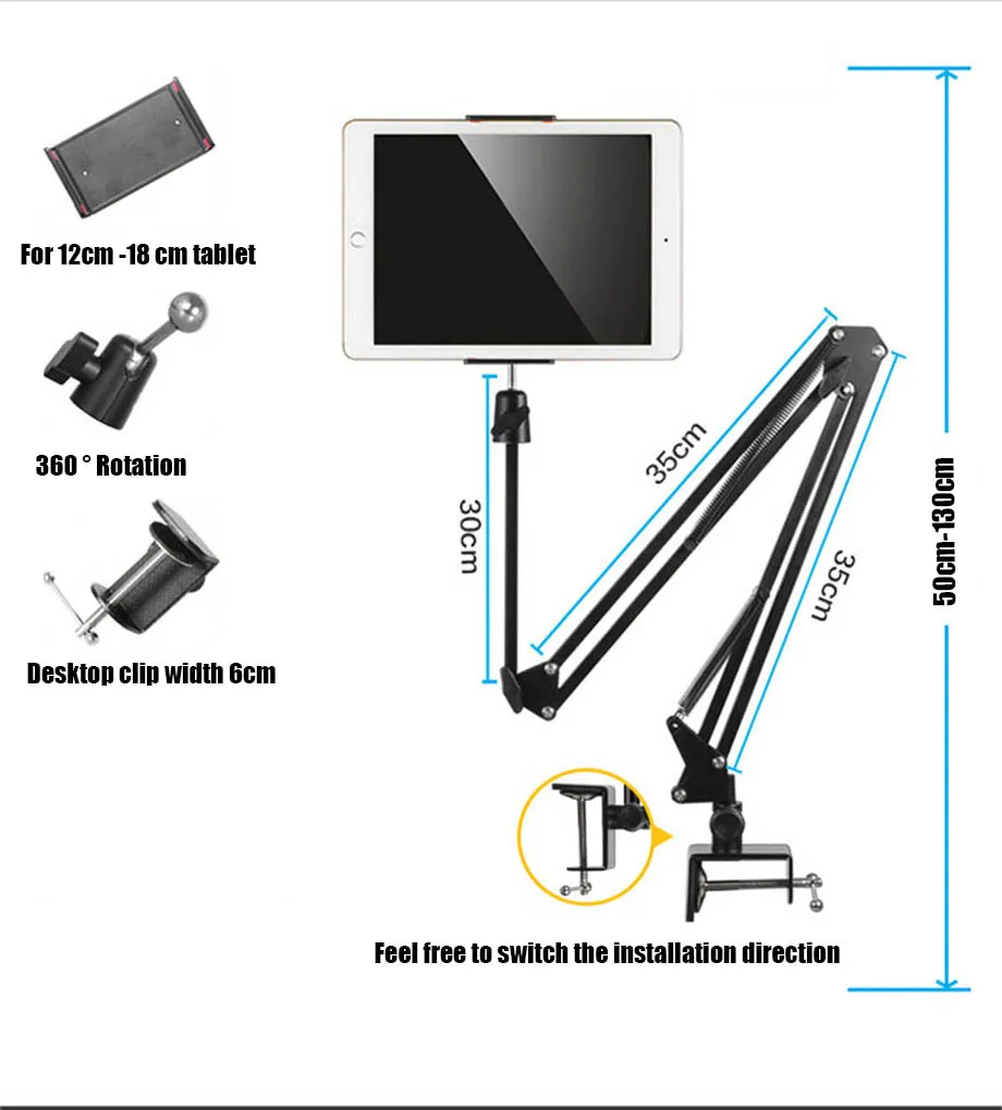 Регулируемый держатель для планшета ARVIN, подставка для IPad Air Mini Pro, 3,5-10,6 дюймов, гибкий вращающийся лежак, настольный держатель для iPhone