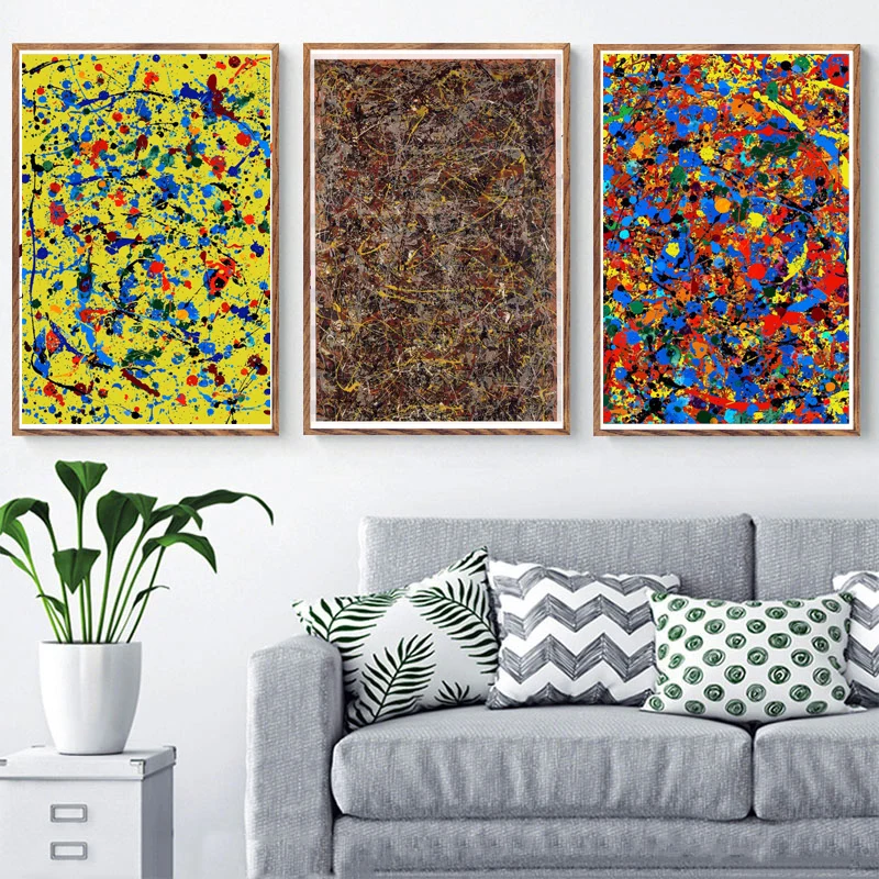 

Poster Prints Jackson Pollock Abstract Modern Painting Psychedelic Trippy Paintings Art Wall Pictures For Living Room Home Decor
