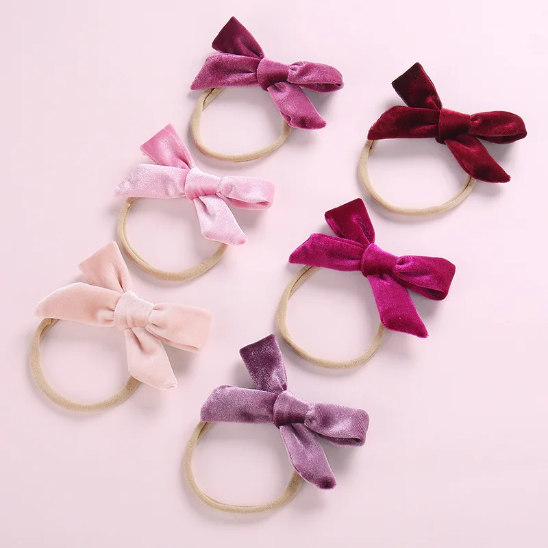 

1 PC Korean Baby Girl Hair Accessories Velvet Bow Kids Princess Headdress Girls Elastic Hair Bands Headband For Babies