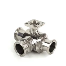 OD 19~ 102 мм санитарно нержавеющая сталь высокая платформа 3 ходовой шаровой клапан быстрое соединение с кронштейном