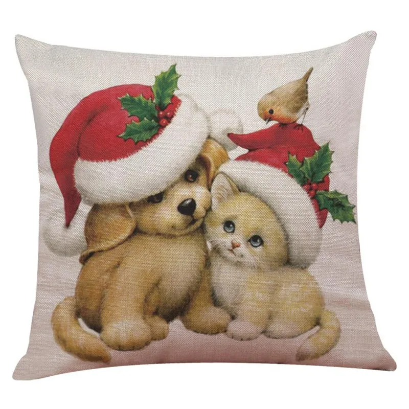 New Christmas Cotton Linen Pillow Case Sofa Cushion Cover Home Decor07