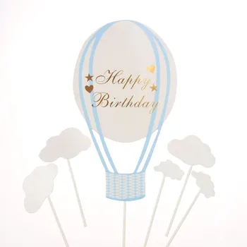 

Hot air balloon Cake Toppers Flags Kids Birthday Wedding Baby Shower Party Cake Baking DIY Xmas Decor Gillter Cake Topper 20 Set