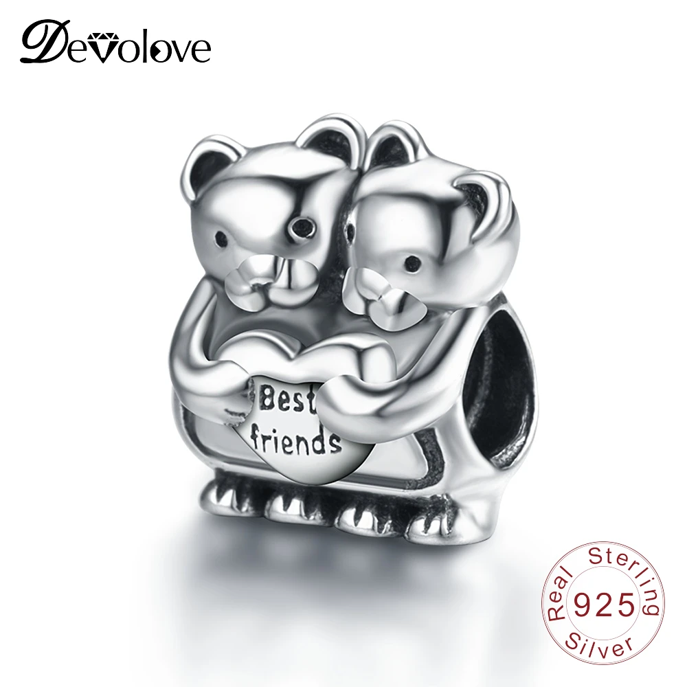 Best Friends Best Buddies Bear Charm Bead fits European Bracelets Gift Bag