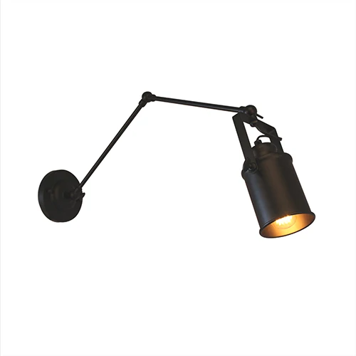 Американский Лофт настенный светильник ASCELINA с длинным поворотным рычагом, настенные лампы, регулируемый металлический светодиодный настенный светильник, Домашний Светильник для спальни/ресторана - Цвет абажура: Black No Bulb