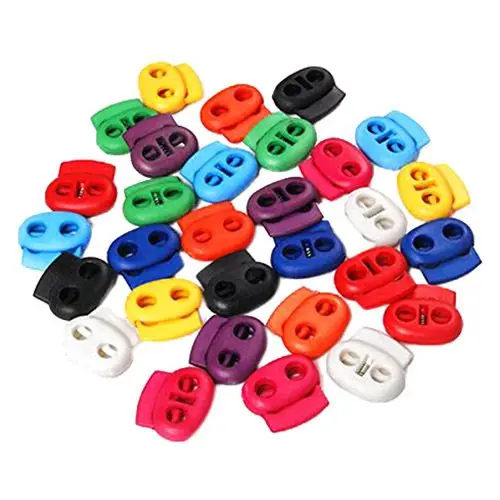 

25pcs Oval Cord Lock DIY Spring Fastener Toggle Stopper Buttons Random Color