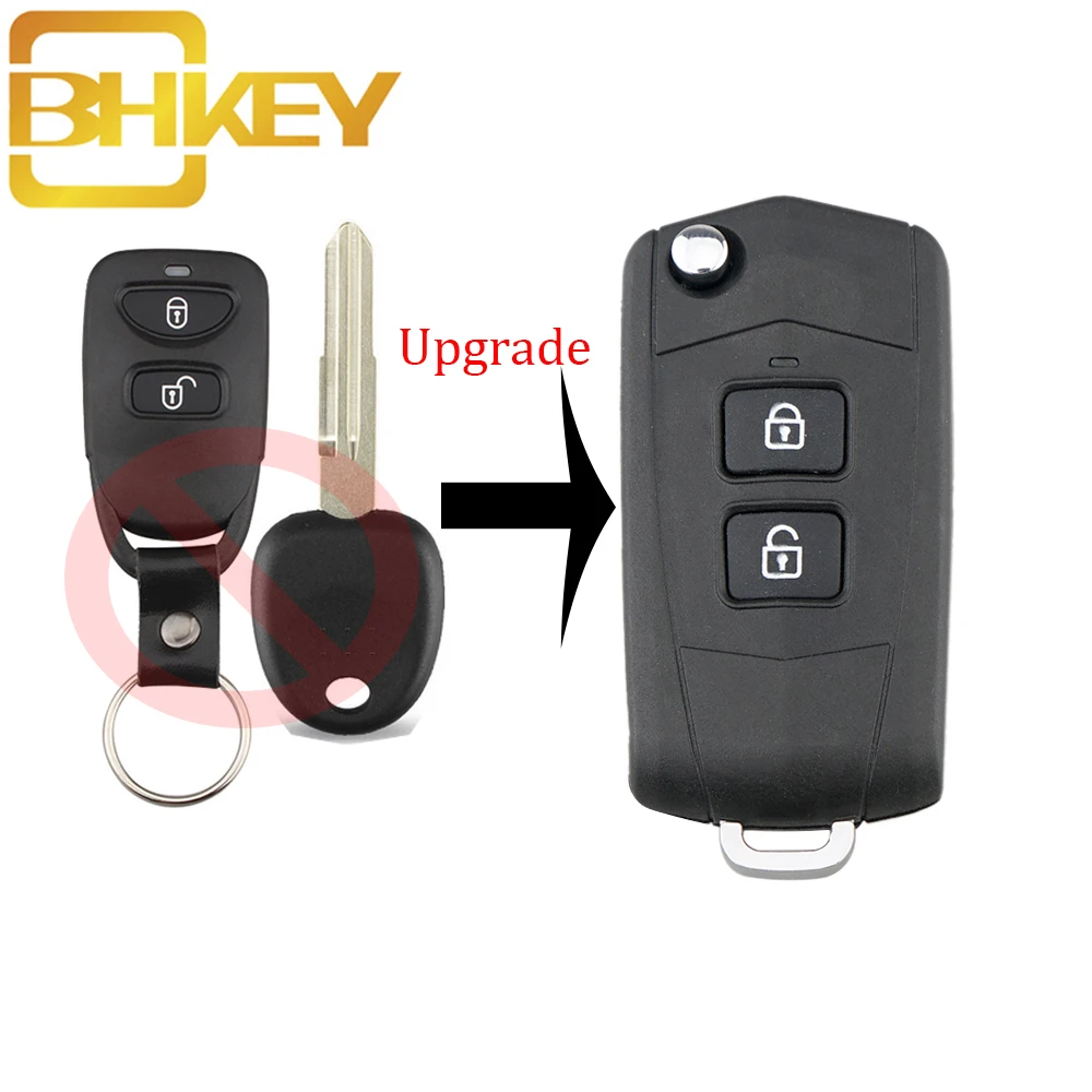 BHKEY 2Buttons New style Modified Remote shell Blank left Blade For Hyundai Santa Fe Remote SV 2006-2010 With Battery Holder