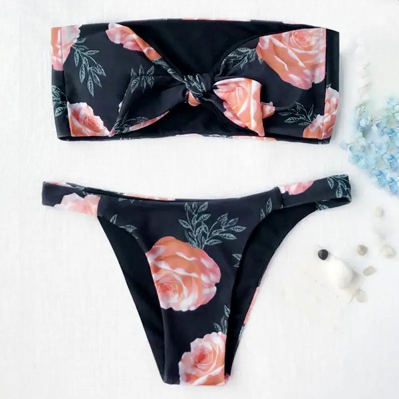 Bandeau Bikini Floral Swimwear Print Swimsuit Brazilian Biquini Sexy Thong Bikinis Set Bow Bathing Suit Maillot De Bain 2018 Bandeau Bikini Floral Swimwear Print Swimsuit Brazilian Biquini Sexy Thong Bikinis Set Bow Bathing Suit Maillot De Bain 2018