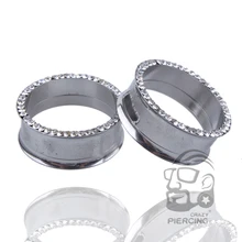 Ювелирные изделия для тела хирургическая сталь многопрозрачная кристальная гайка с ободком подходят Плаги для ушей вставка для туннелей 3 мм 4 мм 5 мм-25 мм