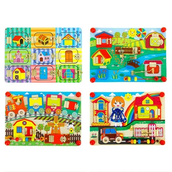 

Montessori Ppen the Lock Learning Board Kids Toys Brain Developement Wooden Montessori Materials Educational Toys for Children