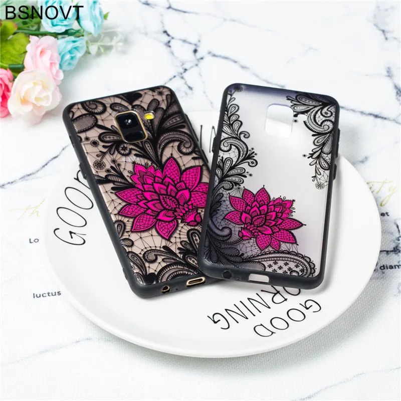 

For Samsung Galaxy A8 Plus 2018 Case Cover TPU +PC Lace Rose Floral Phone Case For Samsung Galaxy A8 Plus 2018 Cover Funda Capa