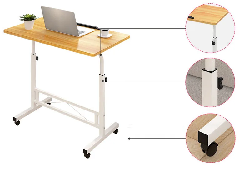Регулируемый стол для компьютера простой маленькийй столик для кровати ноутбук стол с колесами деревянный ноутбук стол рядом кровать диван