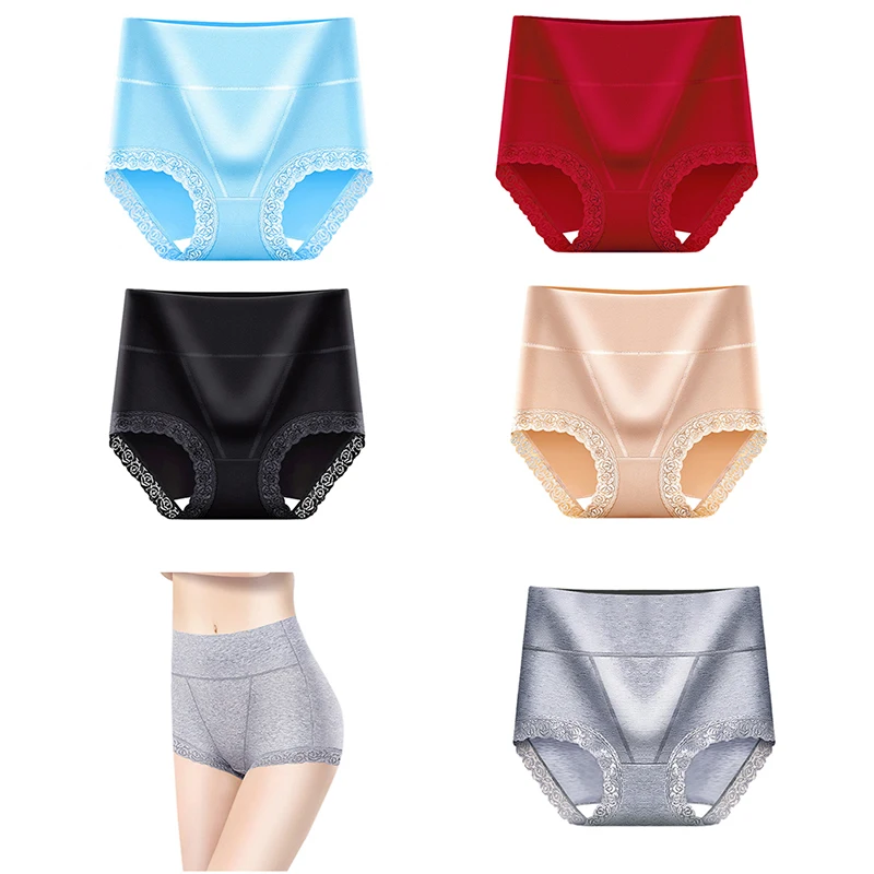 Women Sexy High Waist Panties Lace Body Shaper Underwear Soft Breathable Briefs Seamless Ladies Warm Female