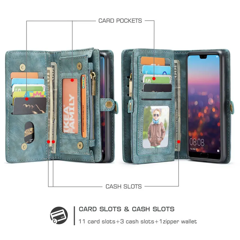 Магнитный чехол бумажник CaseMe для Huawei Mate 20 Pro P20 lite чехлы с откидной крышкой и