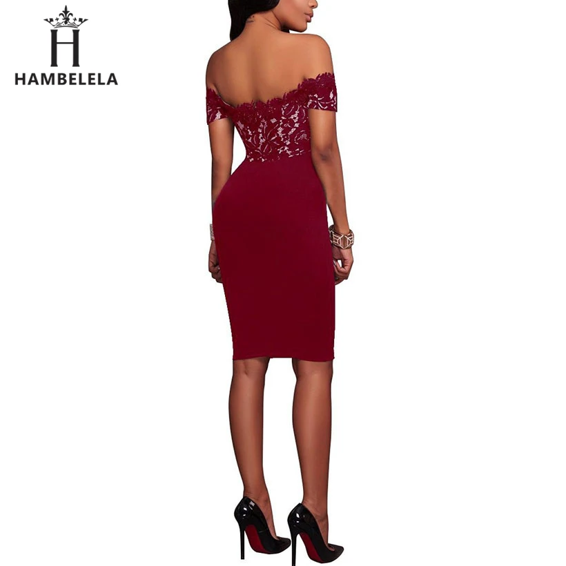 HAMBELELA Women Black Lace Casual Work Dress Ladies Lace Patchwork Pencil Midi Dress Party Club Dresses Office Elegant Vestidos (9)