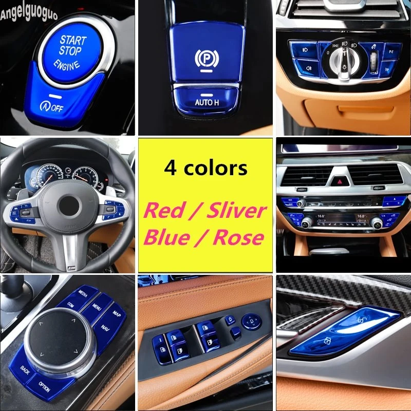 4 цвета и пуговицы Сменные наклейки для BMW 5 серии G30 G38 X3 G01-20 рулевого колеса автомобиля кнопки крышка мультимедийная отделка украшения
