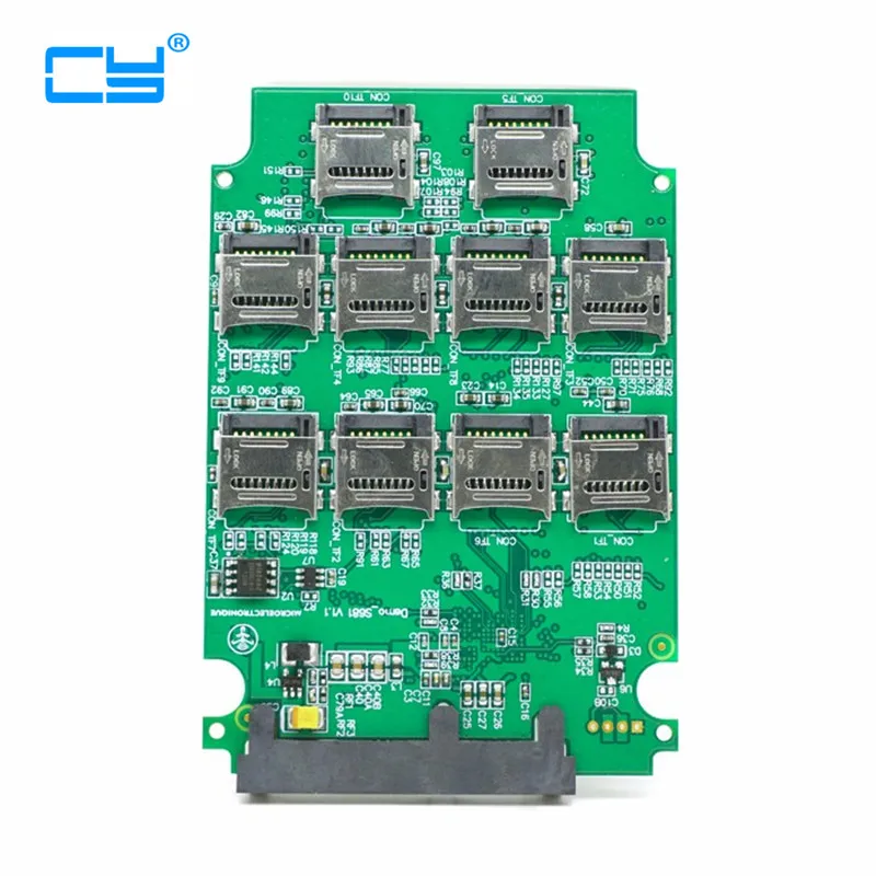 

10 ports Micro SD TF Memory Card to SATA SSD Adapter with RAID Quad 2.5" Inch SATA Converter