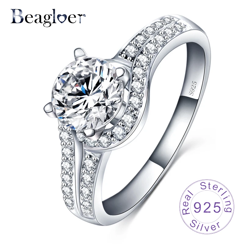 Beagloer 2016 New Arrival Fine Jewelry 100% 925 Sterling Silver Rings Crystal Ring Women AAA