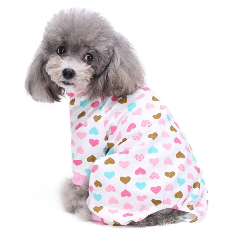 

Dog Pajamas High Collar Mushroom Candy Pattern Cotton Pajamas Pet Clothes Comfortable Sleep