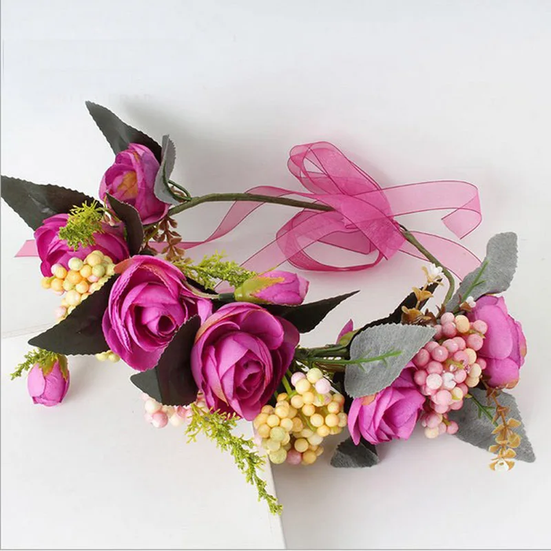 New arrival romantic flower head garland Wreath hairwear bridal girl