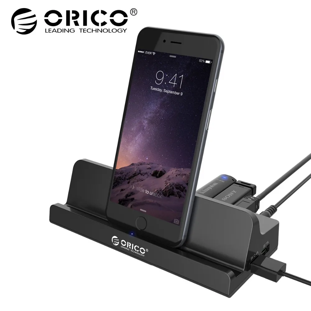 Meilleur ORICO SH4C2 USB3.0 HUB avec Station D accueil 4 USB3.0 1 Super Chargeur 1 Universel De Charge Port avec Stand pour Surface noir