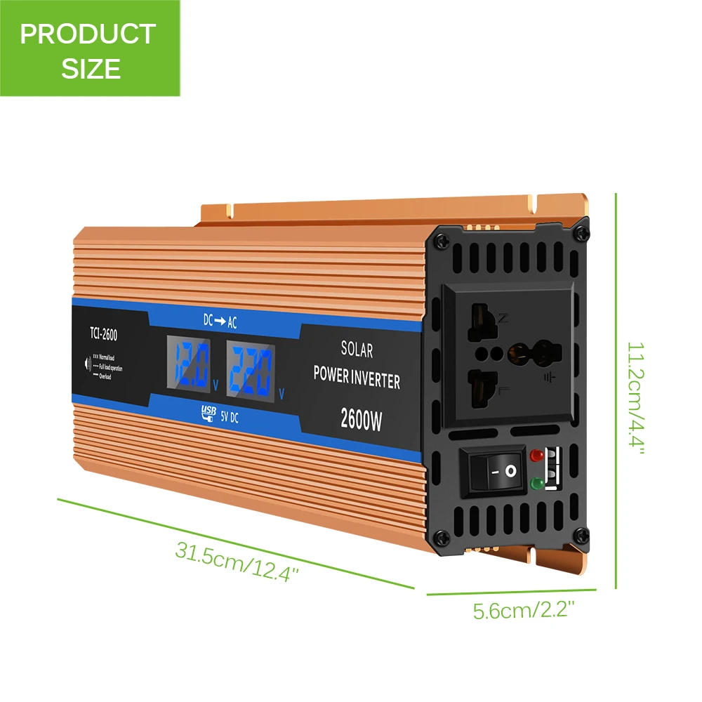 Car Inverter 2600 W DC 12 V To AC 220 V Power Inverter Charger Converter Sturdy And Durable Vehicle Power Supply Switch