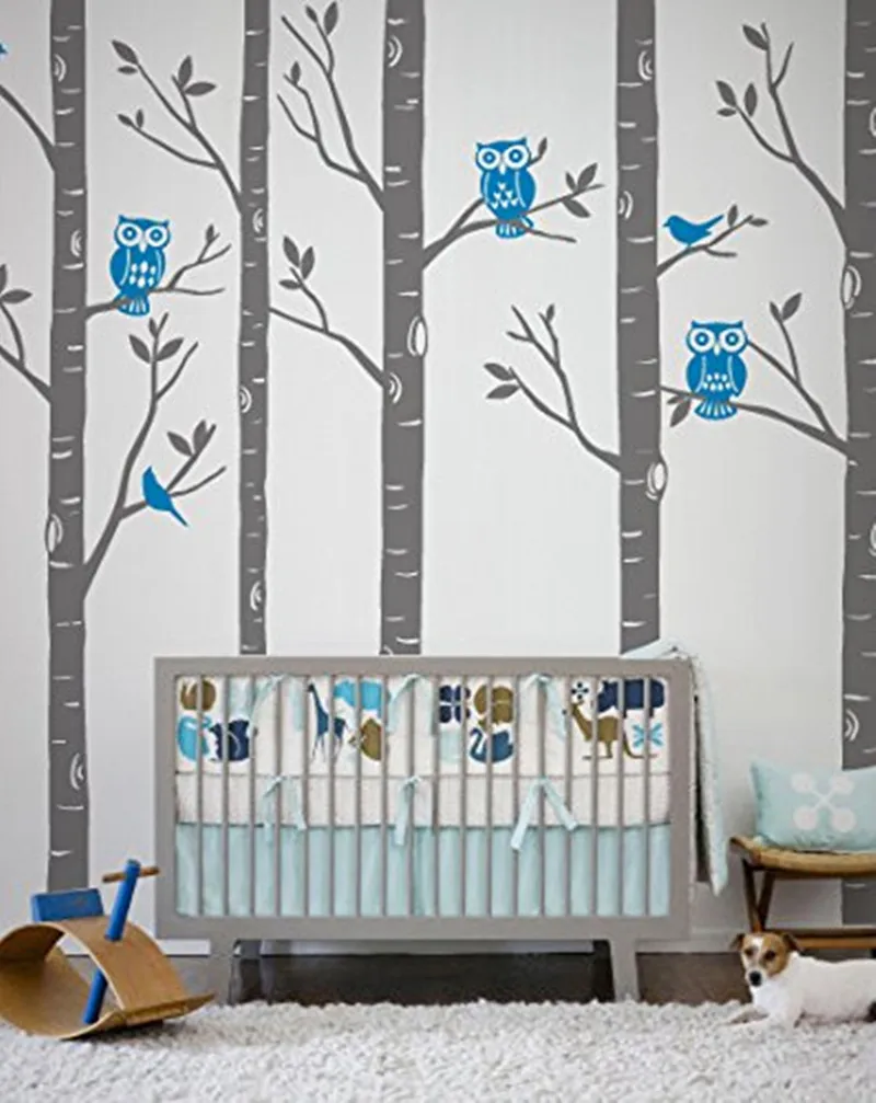Huge Size Tree Wall Stickers Playground Birch Forest With Owls And Huge Size Tree Wall Stickers Playground Birch Forest With Owls And Birds Vinyl Decals Baby Room Tattoo D640 In From Home Garden On