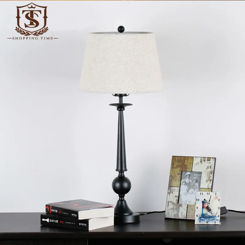 American Rustic Style Cast Iron Table Lamp E27 Fabric Shade Desk Lights Black Retro Light YT269 In Lamps From Lighting On American Rustic Style Cast Iron Table Lamp E27 Fabric Shade Desk Lights Black Retro Light YT269 In Lamps From Lighting On