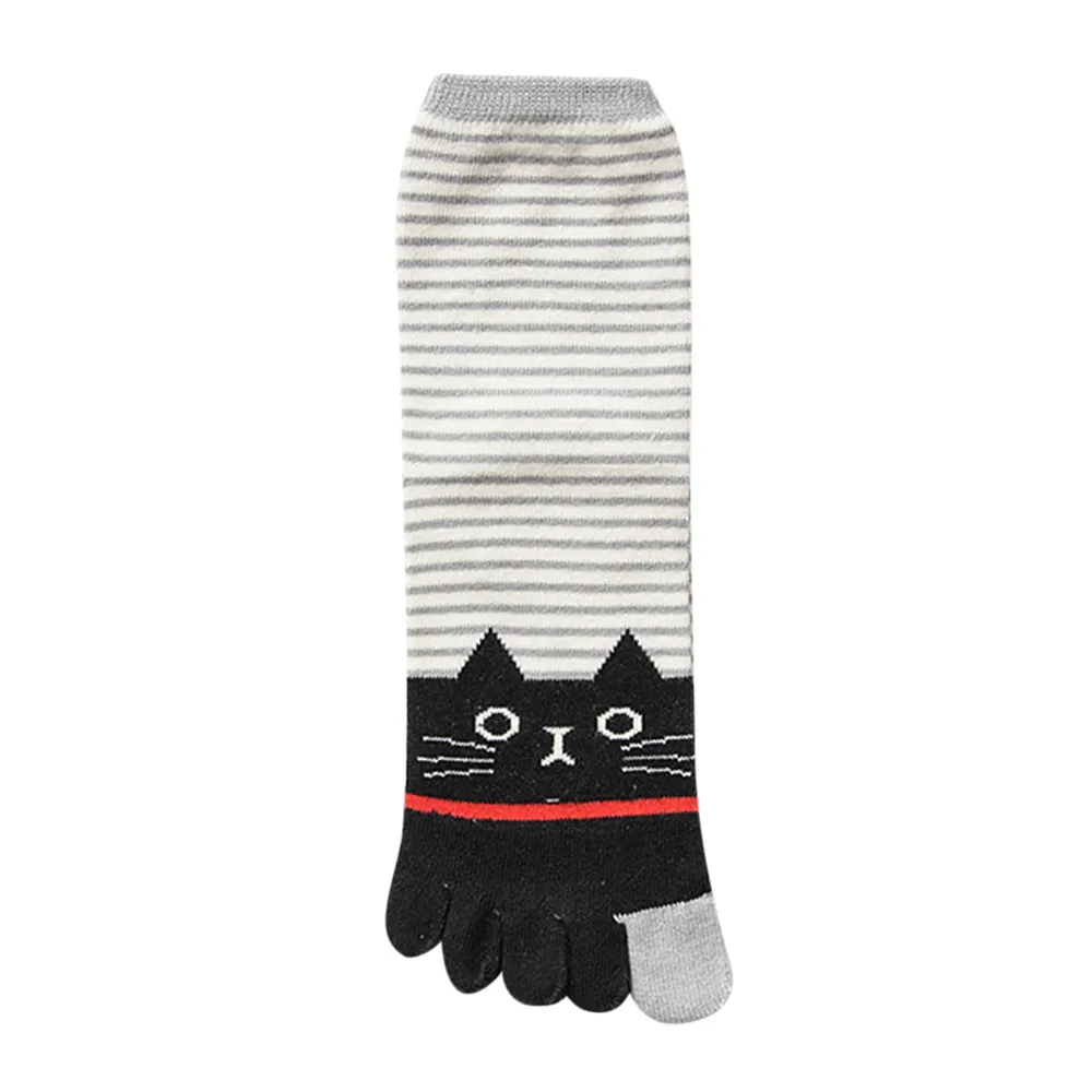 Г. Harajuku/зимние Разноцветные носки для девочек с рисунком кота забавные хлопковые носки до щиколотки с пятью пальцами# VC20157