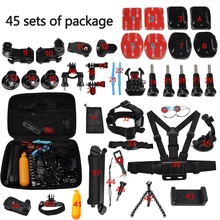 45 Pcs Gopro Accessories Set Go Pro kit mount For Gopro Hero 4 3 2 1 Black Edition SJCAM SJ5000 Camera Case Xiaoyi Chest Tripod