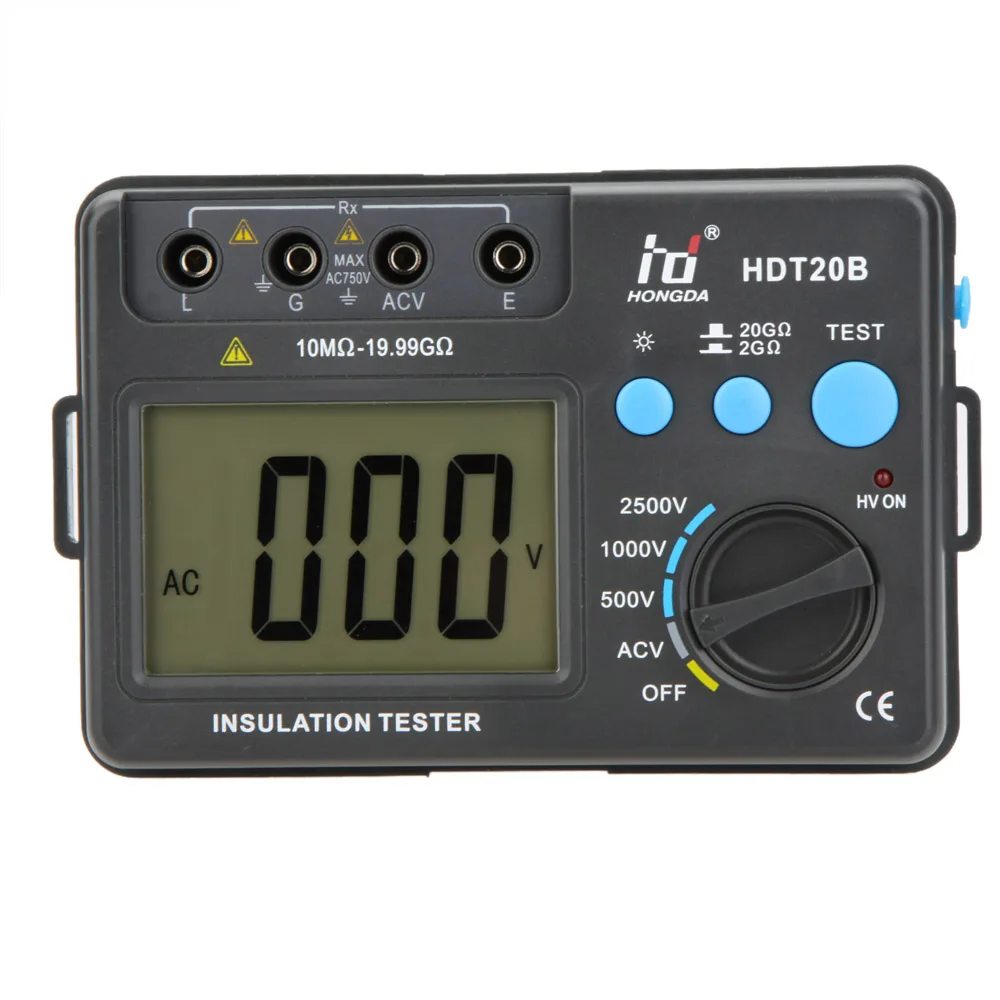 Цифровой тестер сопротивления изоляции метр Мегаомметр вольтметр 2500V w/lcd подсветка