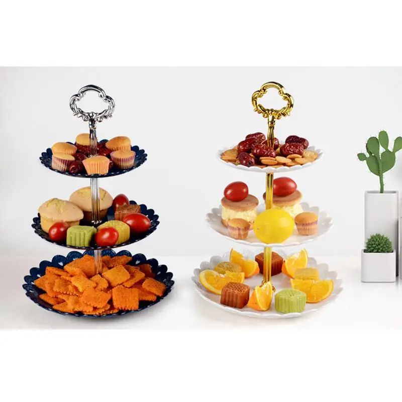 3 Tier Plastic Cake Stand Afternoon Tea Cake Stand Wedding Plates Party Tableware Shop Three Layer Rack