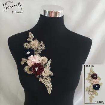

New arrive 3D Flower Sewing Sequin Lace Collar Embroidery Lace Neckline Accessories Decoration Applique Clothing Craft supplies
