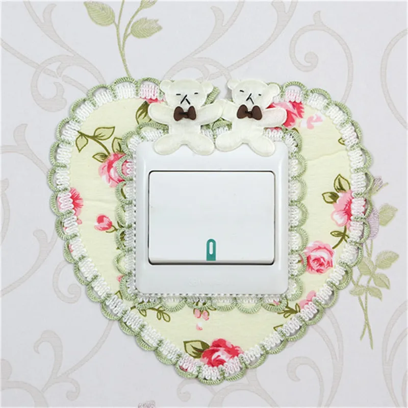 

1PCS Pure Fresh Flower Bear Bud Silk Cloth Art Set Switch Dust Cover Switch Sticker Wall Stickers Home Decor 8.6*8.6cm