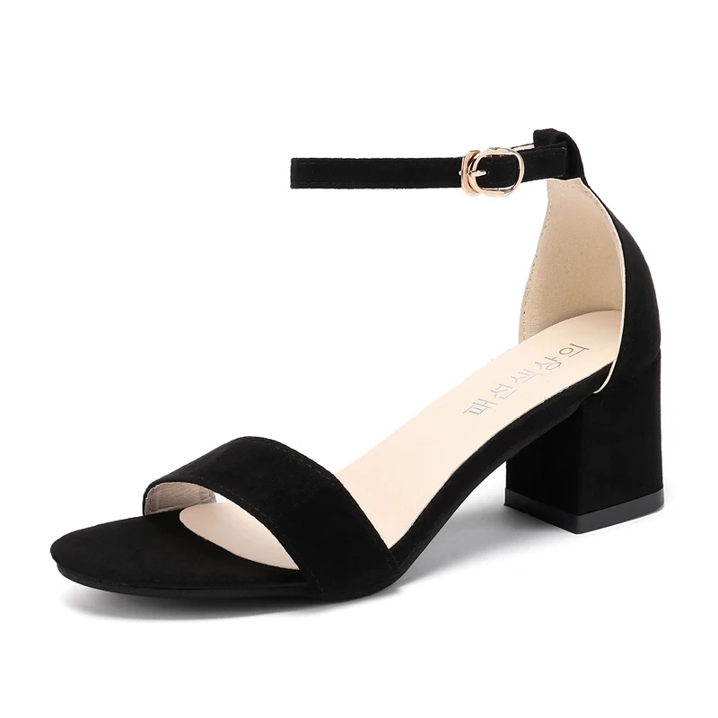 

Flock Cover Heel Women Sandals 2019 Summer Shoes Woman Open Toe Square High Heels Party Dress Sandals Plus Size Ladies Shoes
