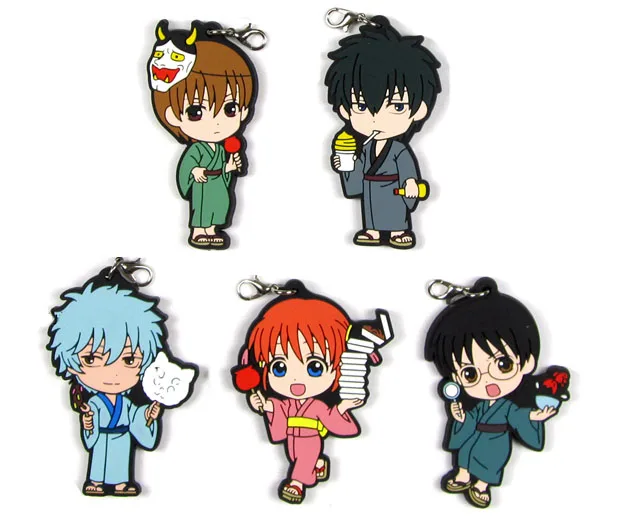 Женский брелок Sakata Gintoki Toushirou Kagura Shimura Shinpachi Okita Sougo резиновый ремешок/аниме гинтама