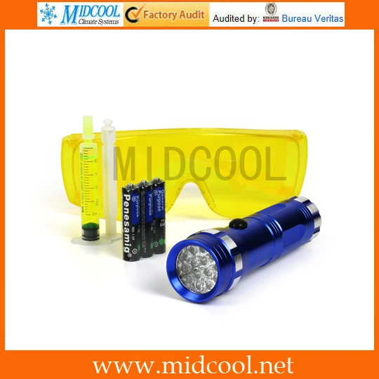 Air Conditioning A/C System Leak Test Detector Kit Flashlight
