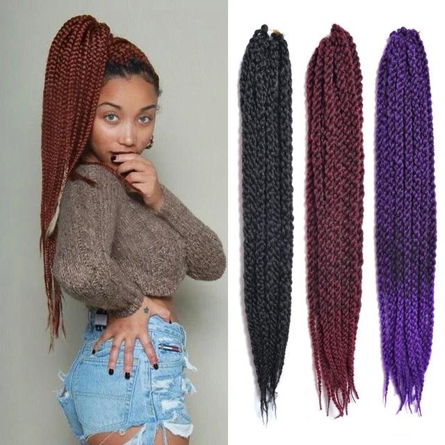 3D Ccubic Twist Crochet Braids Hair Senegalese Twist Hair Purple Ombre ...