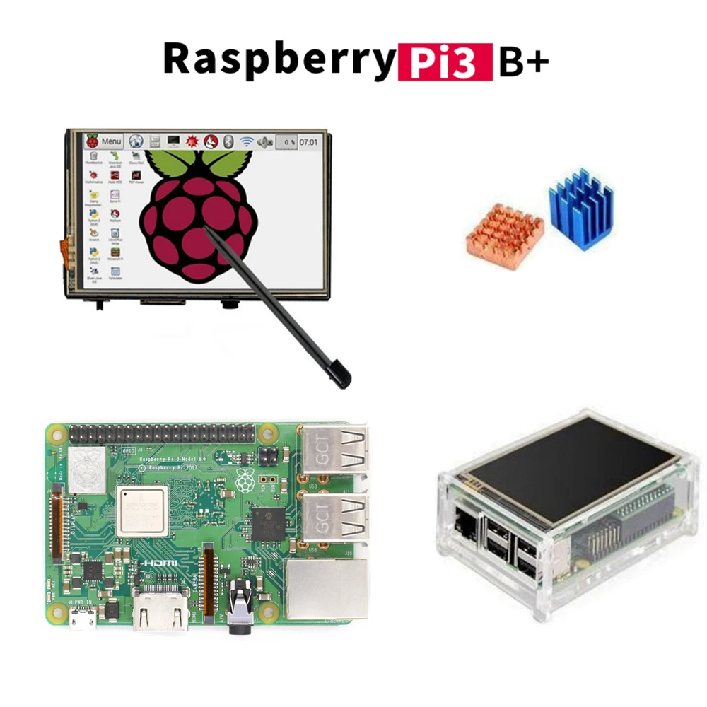 Raspberry Pi 3 Model B Plus kit Raspberry Pi 3 B+ with 3.5 inch Raspberry Pi LCD TFT Touch screen + Acrylic Case for rpi b+