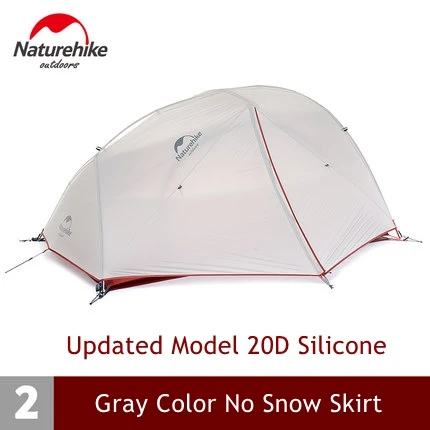 New Gray No Skirt Naturehike Палатка 2 Человек 20D Силиконовое Ткани Двойного Слоя Непромокаемые Палатки Кемпинга С След Снег Юбка Анти Снег 4 Сезон палатка туристическая палатка уф-защита - Цвет: New Gray No Skirt