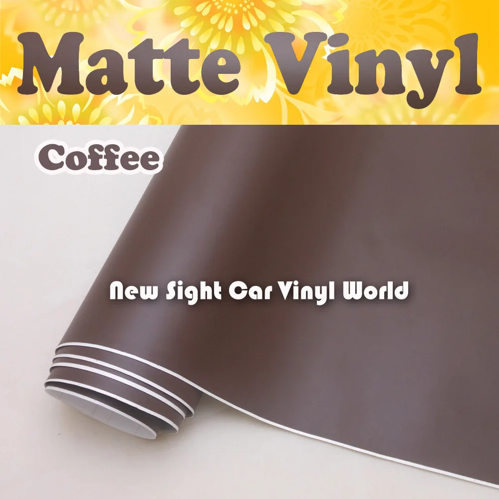 High Quality Matte Coffee Vinyl Wrap Matte Brown Vinyl FIlm Air Free Bubble For Car Stickers Car ...
