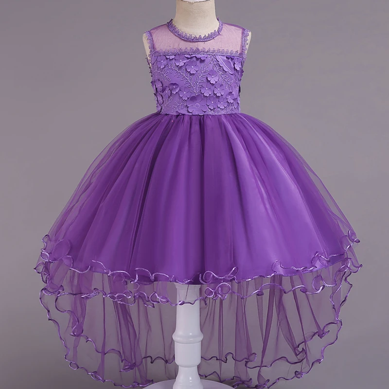 Платье для девочек с цветочной вышивкой высококачественное золотистое платье