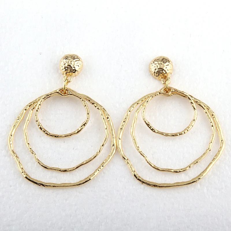 

Free shipping Fashion Lady Three Big Small Metal Circle Pendant Women Earring