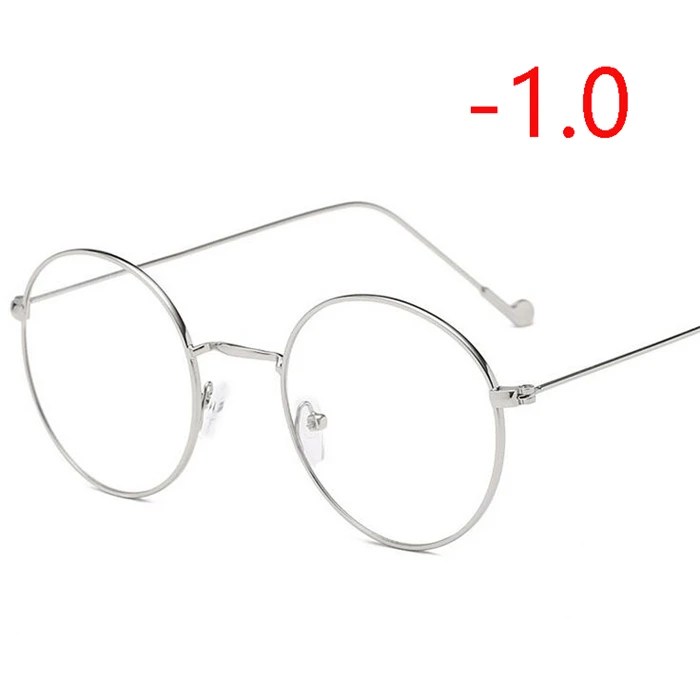 Myopia 100 Ретро Металлические Круглые очки для близорукости с градусом для студентов, женские очки для близорукости 0-0,5-1,0-1,5 до-4,0 - Цвет оправы: Myopia 100