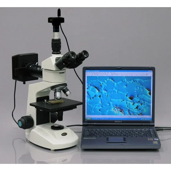 Металлургический осмотр-AmScope поставки 40X-2000X Тринокулярный поляризационный металлографический микроскоп w T& B огни
