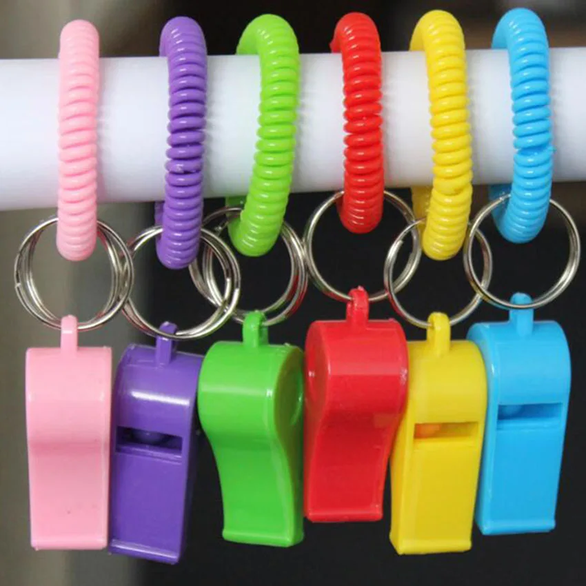 Бесплатная доставка 1000 шт./лот пластиковый свисток со спиральным ремешком на