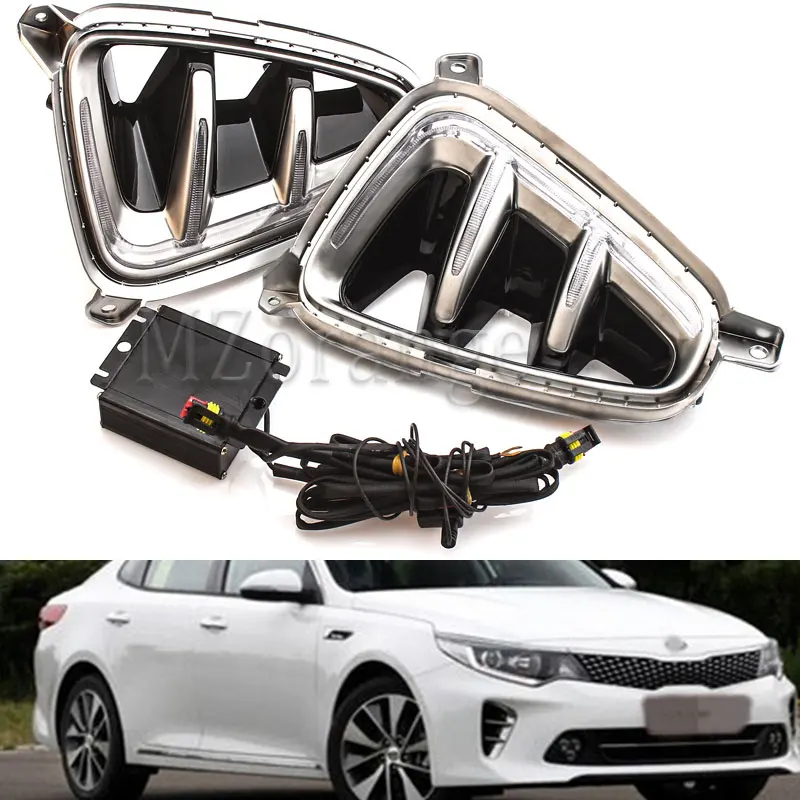 

1 Pair DRL for Kia K5 Optima 2016 2017 LED Daytime Running Light Daylight Signal fog lamp Styling Auto Drive lights Car Style