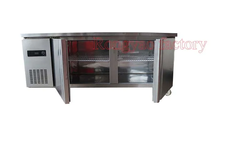 1.8m Commercial Stainless Steel 2 Doors Refrigerator Freezer Fridge Work Bench Under