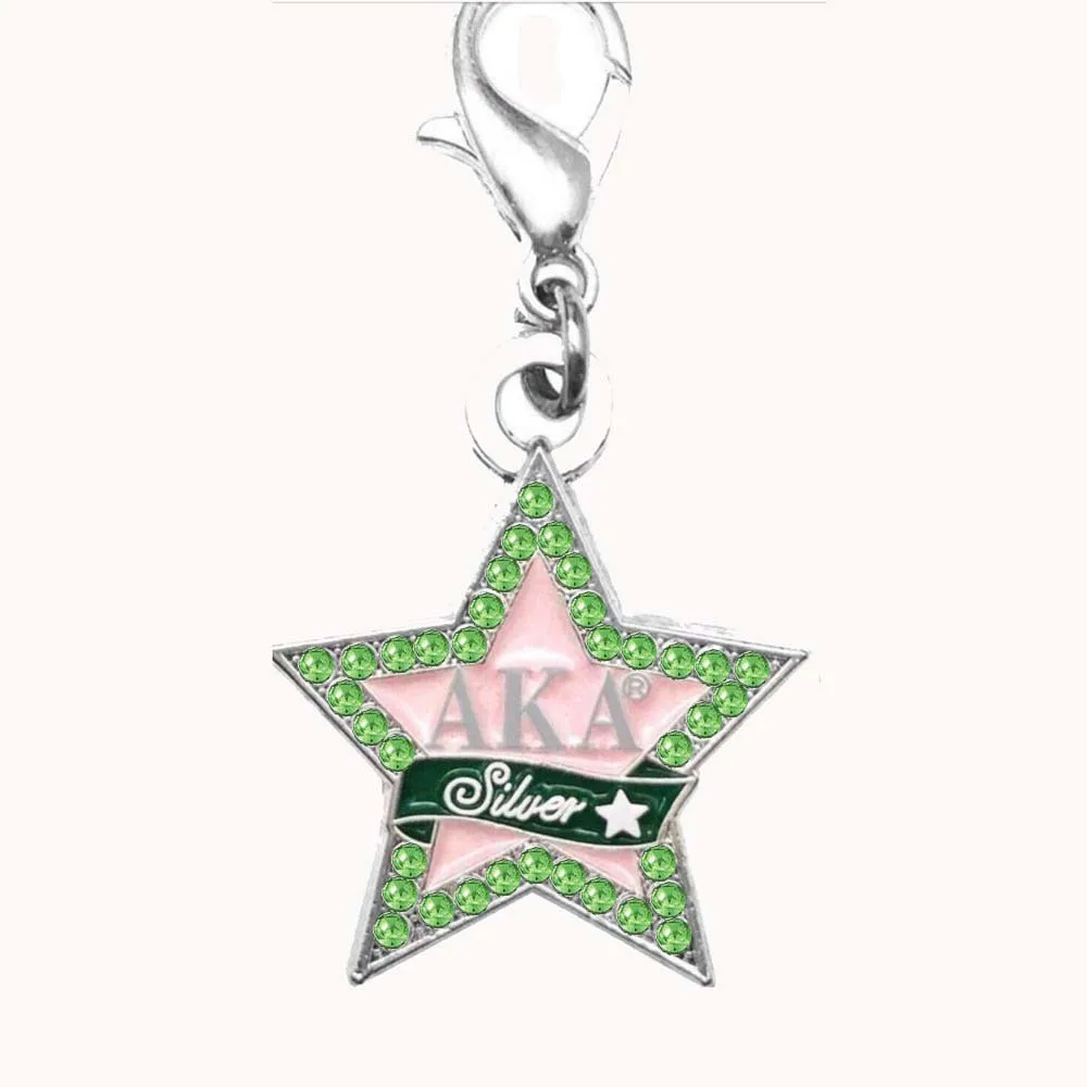 10pcs Green W clasp 10 шт. греческий Женский клуб греческий символ розовый эмаль Альфа греческий Aka серебряные подвески в виде звезд - Окраска металла: 10pcs Green W clasp